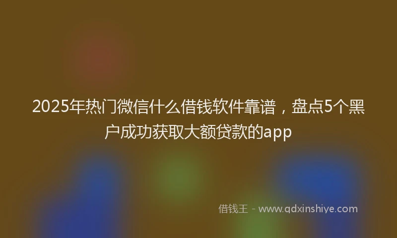 2025年热门微信什么借钱软件靠谱，盘点5个黑户成功获取大额贷款的app