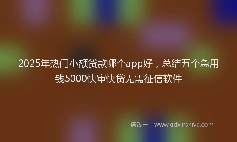 2025年热门小额贷款哪个app好，总结五个急用钱5000快审快贷无需征信软件