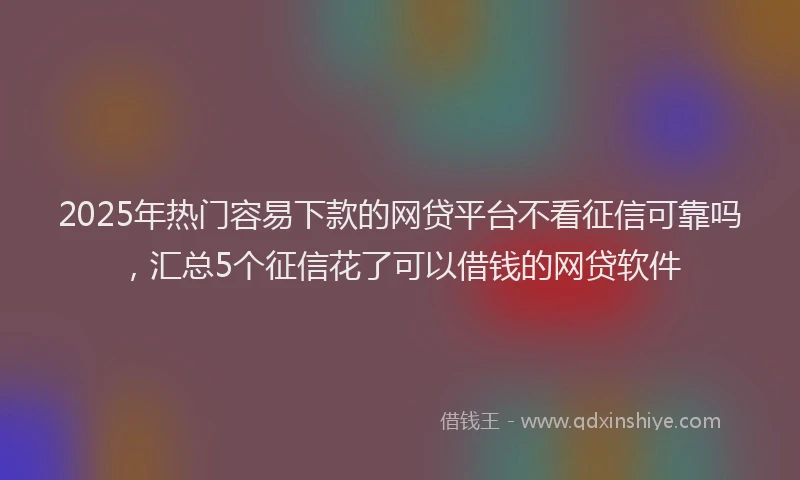 2025年热门容易下款的网贷平台不看征信可靠吗，汇总5个征信花了可以借钱的网贷软件
