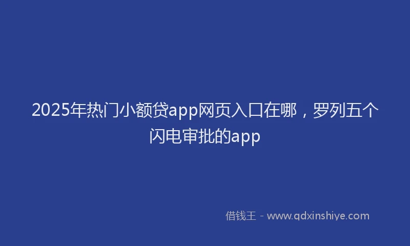 2025年热门小额贷app网页入口在哪，罗列五个闪电审批的app