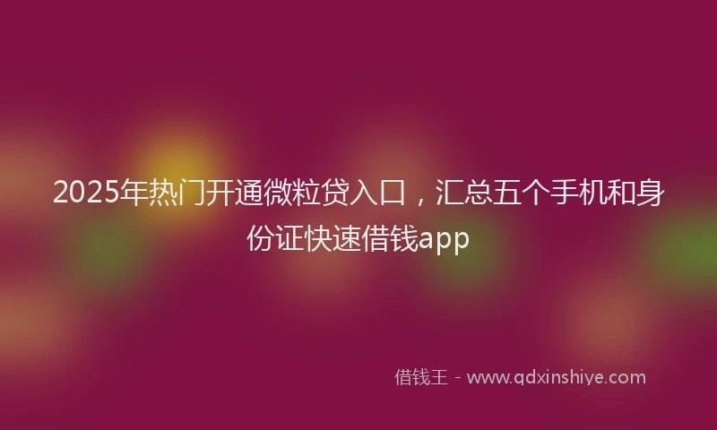 2025年热门开通微粒贷入口，汇总五个手机和身份证快速借钱app