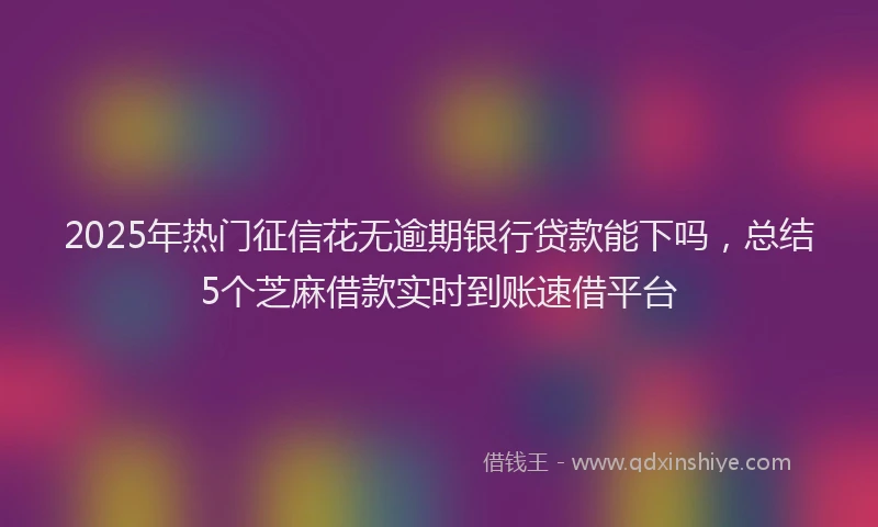 2025年热门征信花无逾期银行贷款能下吗，总结5个芝麻借款实时到账速借平台