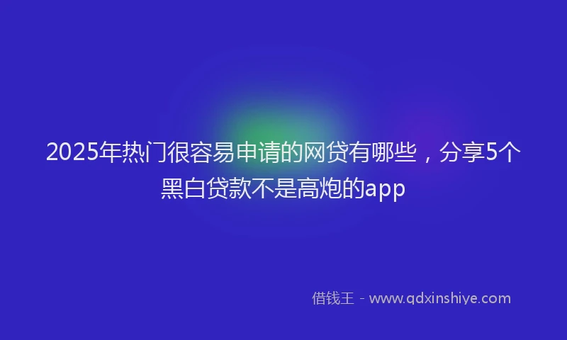 2025年热门很容易申请的网贷有哪些，分享5个黑白贷款不是高炮的app
