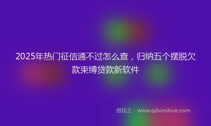 2025年热门征信通不过怎么查，归纳五个摆脱欠款束缚贷款新软件