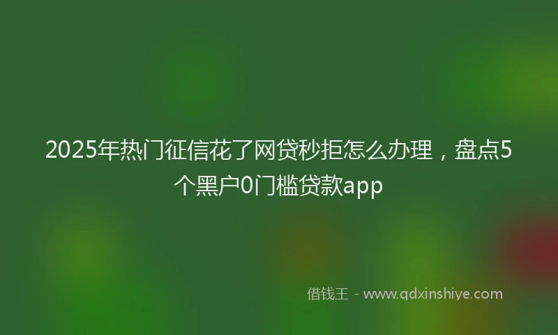 2025年热门征信花了网贷秒拒怎么办理，盘点5个黑户0门槛贷款app
