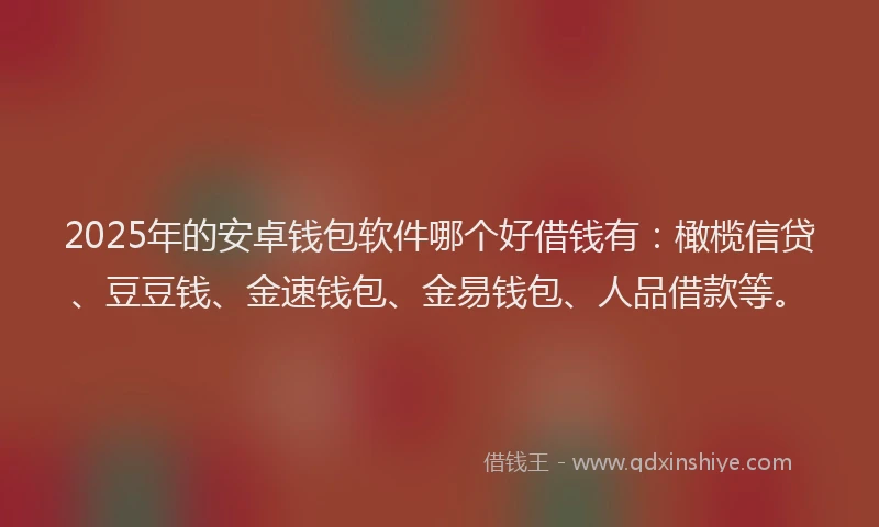 2025年的安卓钱包软件哪个好借钱有：橄榄信贷、豆豆钱、金速钱包、金易钱包、人品借款等。