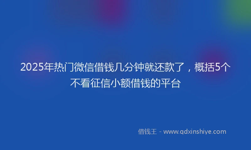 2025年热门微信借钱几分钟就还款了，概括5个不看征信小额借钱的平台