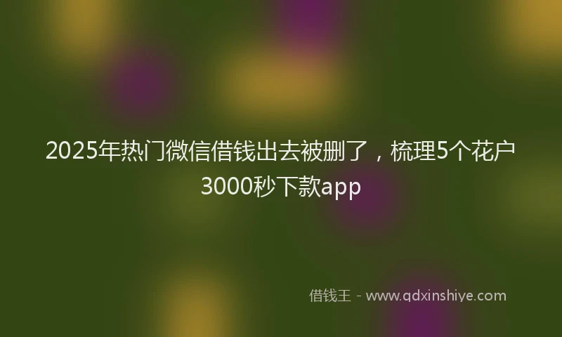 2025年热门微信借钱出去被删了，梳理5个花户3000秒下款app