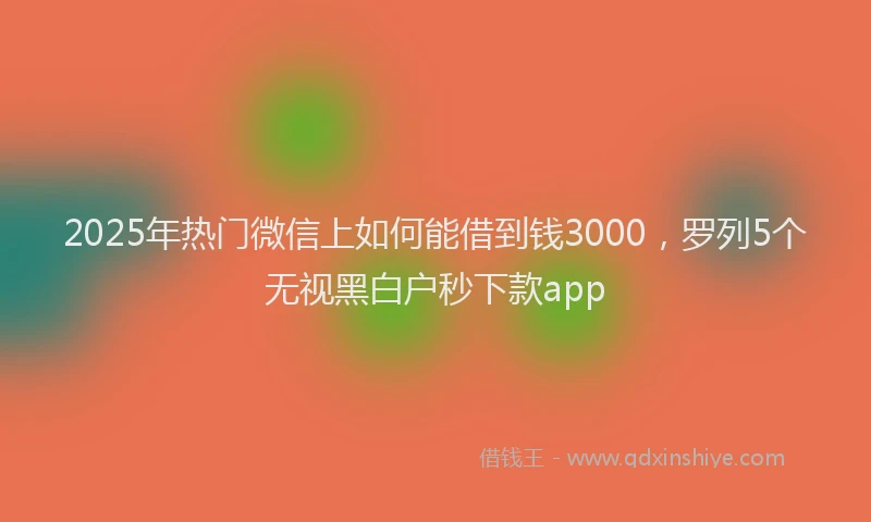 2025年热门微信上如何能借到钱3000，罗列5个无视黑白户秒下款app