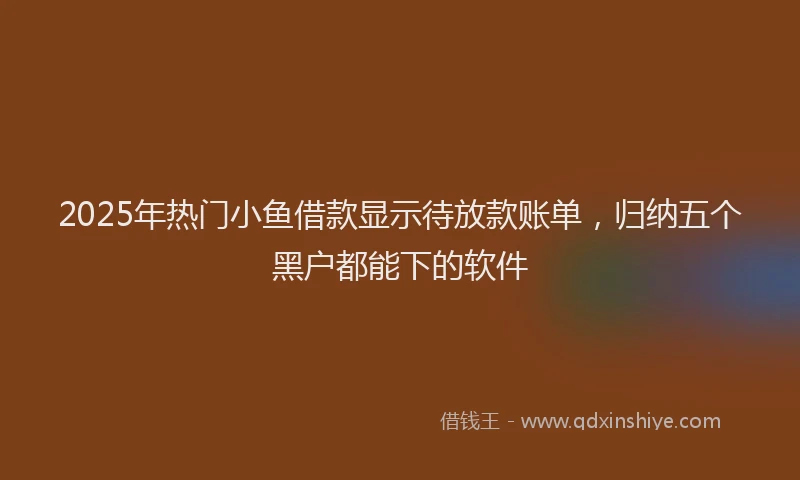 2025年热门小鱼借款显示待放款账单，归纳五个黑户都能下的软件