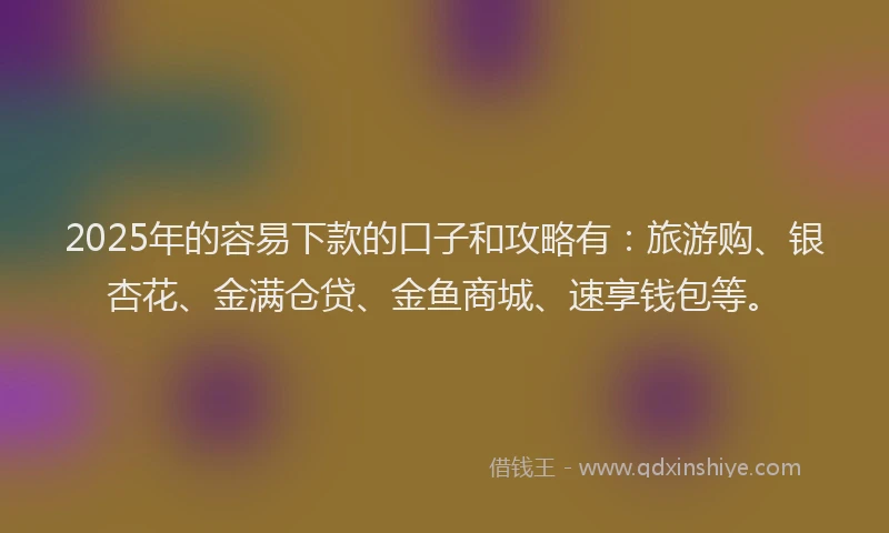 2025年的容易下款的口子和攻略有：旅游购、银杏花、金满仓贷、金鱼商城、速享钱包等。
