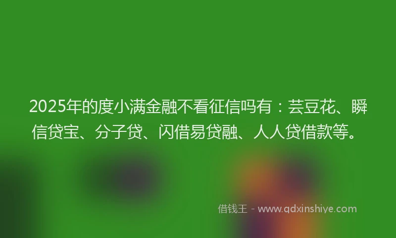 2025年的度小满金融不看征信吗有：芸豆花、瞬信贷宝、分子贷、闪借易贷融、人人贷借款等。