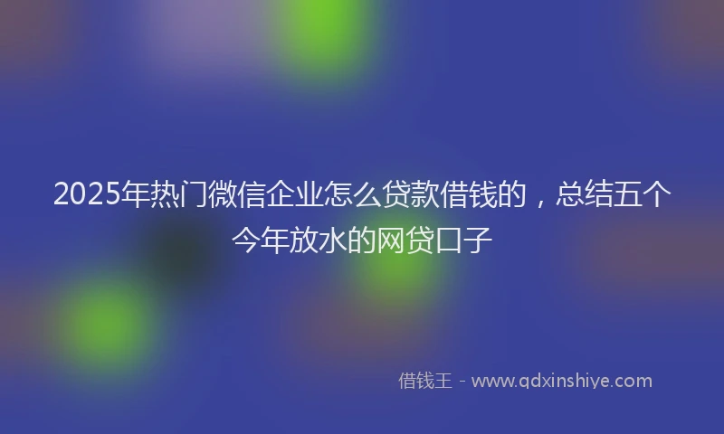 2025年热门微信企业怎么贷款借钱的，总结五个今年放水的网贷口子