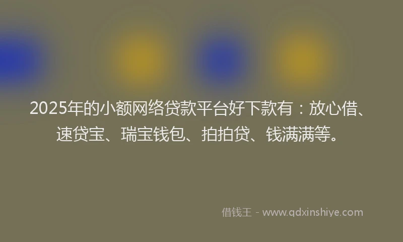 2025年的小额网络贷款平台好下款有：放心借、速贷宝、瑞宝钱包、拍拍贷、钱满满等。