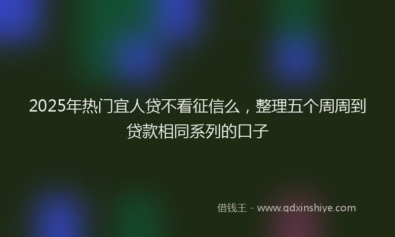 2025年热门宜人贷不看征信么，整理五个周周到贷款相同系列的口子