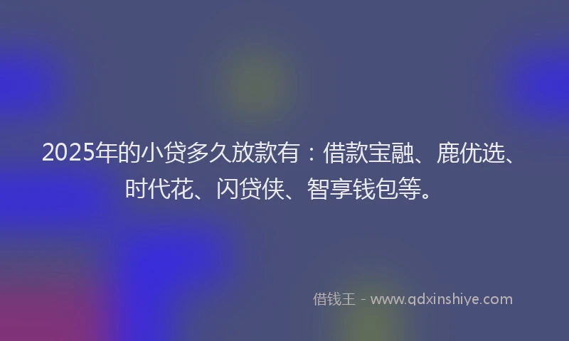 2025年的小贷多久放款有:借款宝融、鹿优选、时代花、闪贷侠、智享钱包等。