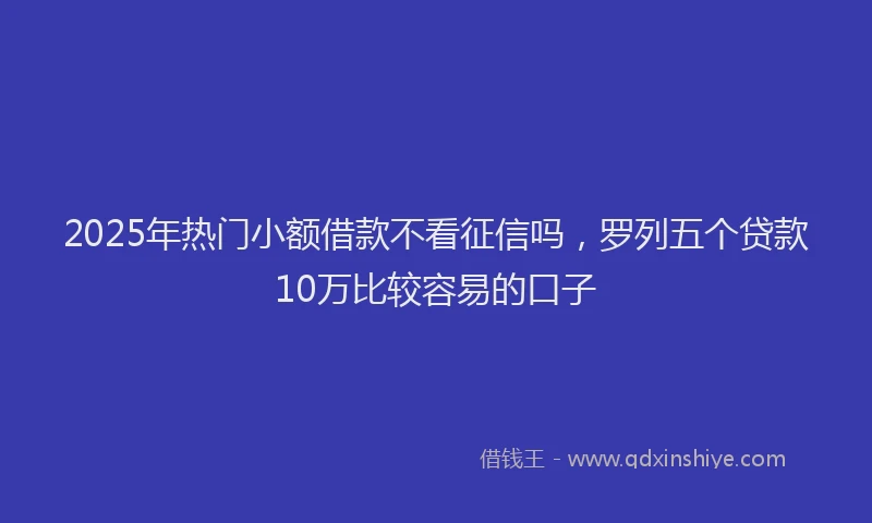 2025年热门小额借款不看征信吗，罗列五个贷款10万比较容易的口子