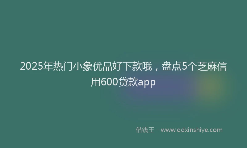 2025年热门小象优品好下款哦，盘点5个芝麻信用600贷款app