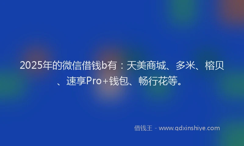 2025年的微信借钱b有：天美商城、多米、榕贝、速享Pro+钱包、畅行花等。