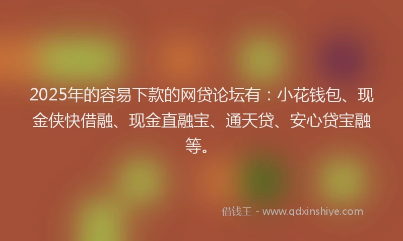 2025年的容易下款的网贷论坛有：小花钱包、现金侠快借融、现金直融宝、通天贷、安心贷宝融等。