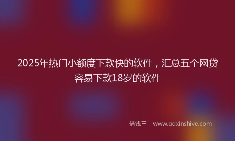 2025年热门小额度下款快的软件，汇总五个网贷容易下款18岁的软件