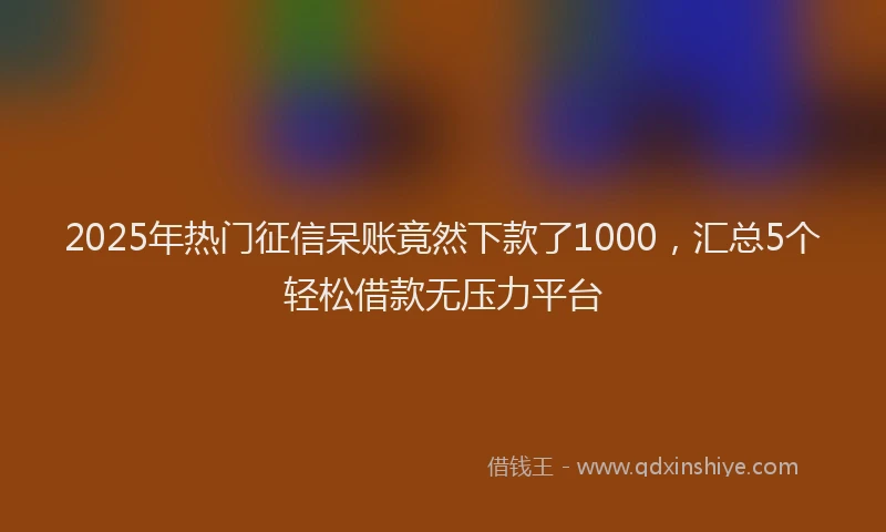 2025年热门征信呆账竟然下款了1000，汇总5个轻松借款无压力平台