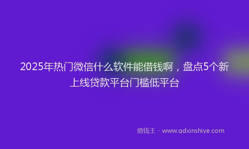 2025年热门微信什么软件能借钱啊，盘点5个新上线贷款平台门槛低平台
