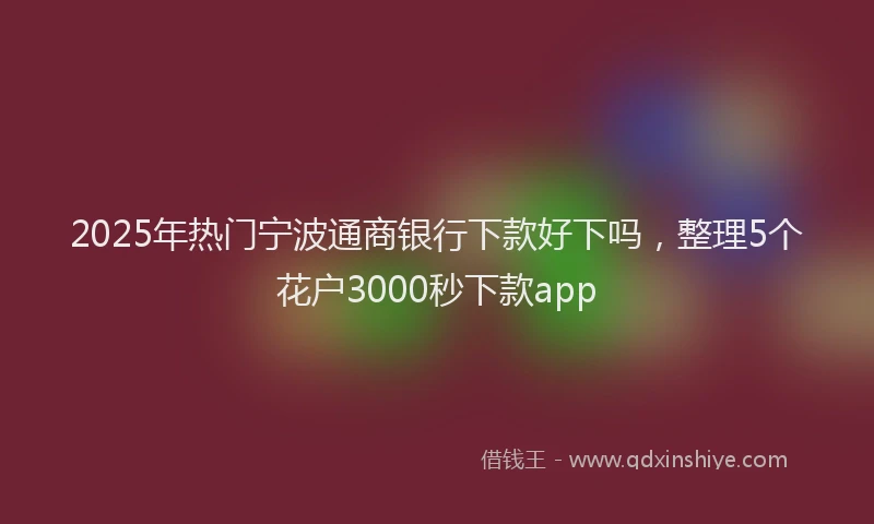 2025年热门宁波通商银行下款好下吗，整理5个花户3000秒下款app