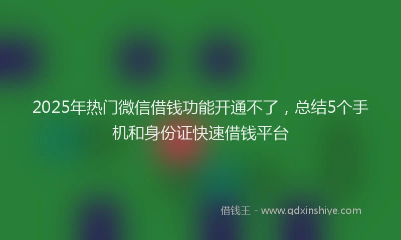2025年热门微信借钱功能开通不了，总结5个手机和身份证快速借钱平台