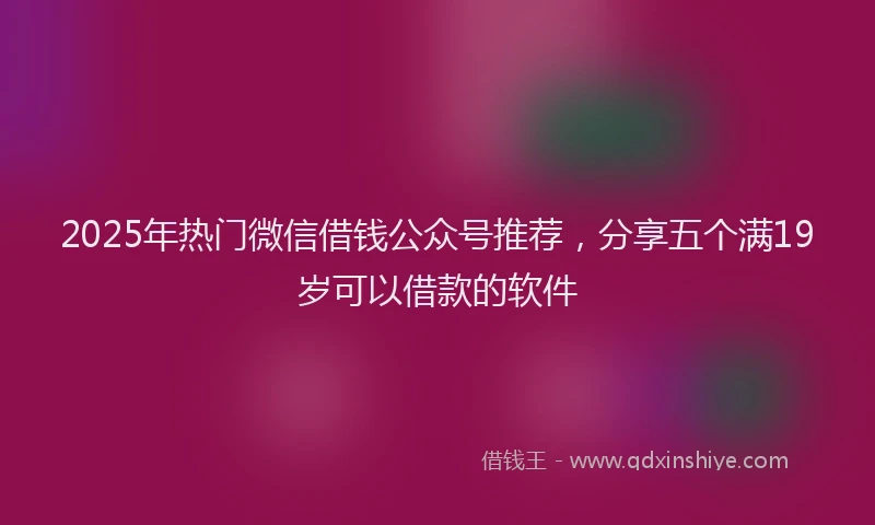 2025年热门微信借钱公众号推荐，分享五个满19岁可以借款的软件