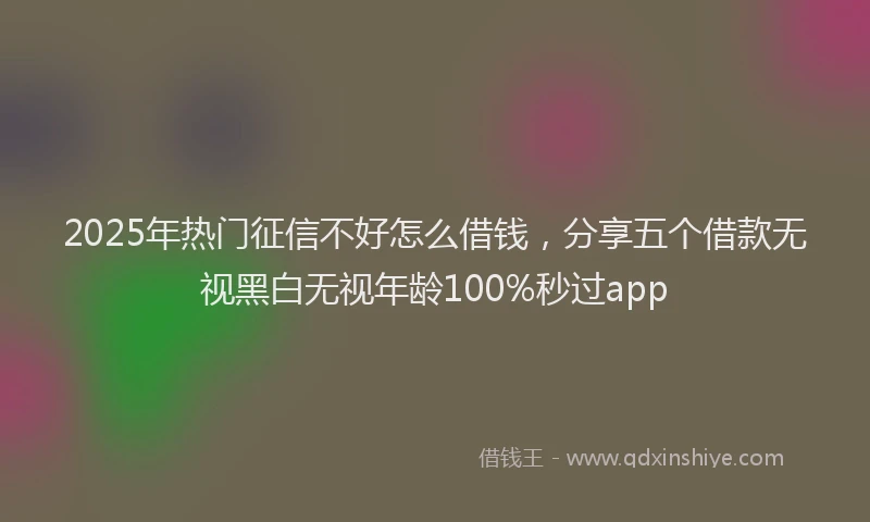 2025年热门征信不好怎么借钱，分享五个借款无视黑白无视年龄100%秒过app