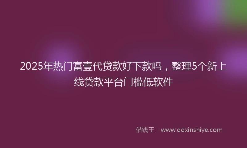 2025年热门富壹代贷款好下款吗，整理5个新上线贷款平台门槛低软件