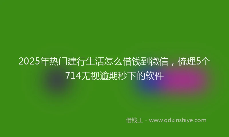 2025年热门建行生活怎么借钱到微信，梳理5个714无视逾期秒下的软件