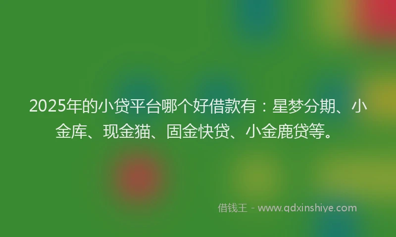 2025年的小贷平台哪个好借款有：星梦分期、小金库、现金猫、固金快贷、小金鹿贷等。