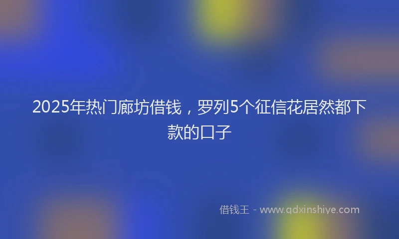 2025年热门廊坊借钱，罗列5个征信花居然都下款的口子