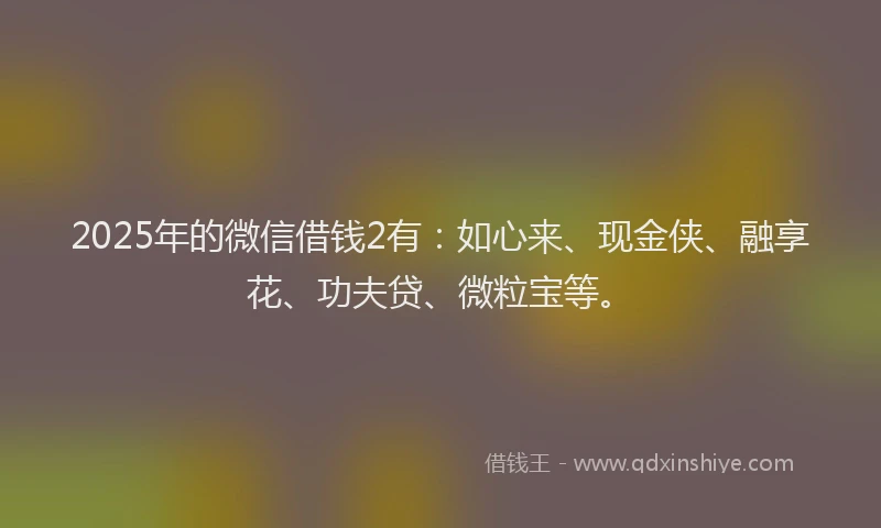 2025年的微信借钱2有：如心来、现金侠、融享花、功夫贷、微粒宝等。