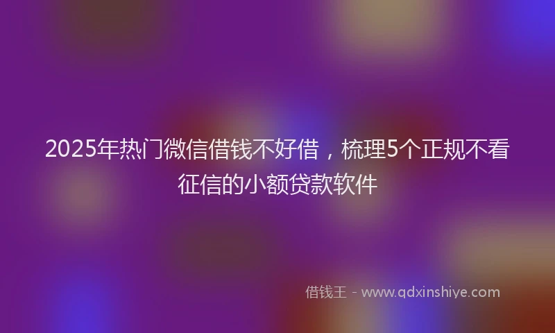 2025年热门微信借钱不好借，梳理5个正规不看征信的小额贷款软件