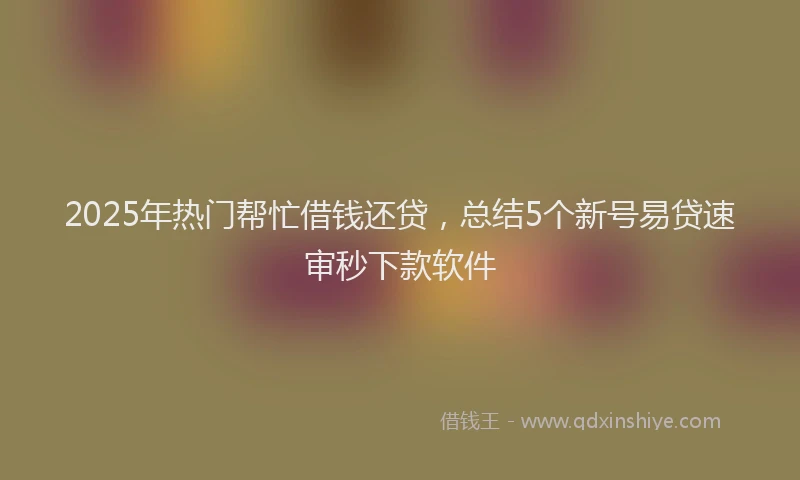 2025年热门帮忙借钱还贷，总结5个新号易贷速审秒下款软件