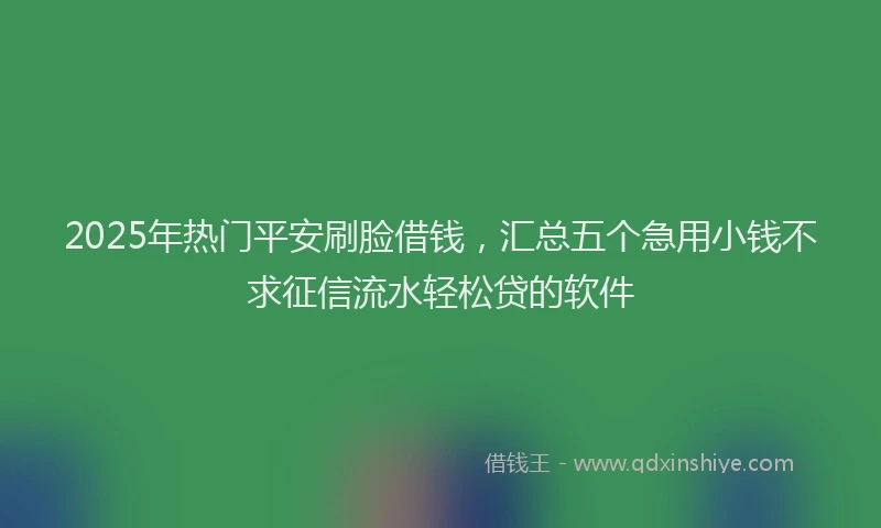 2025年热门平安刷脸借钱，汇总五个急用小钱不求征信流水轻松贷的软件