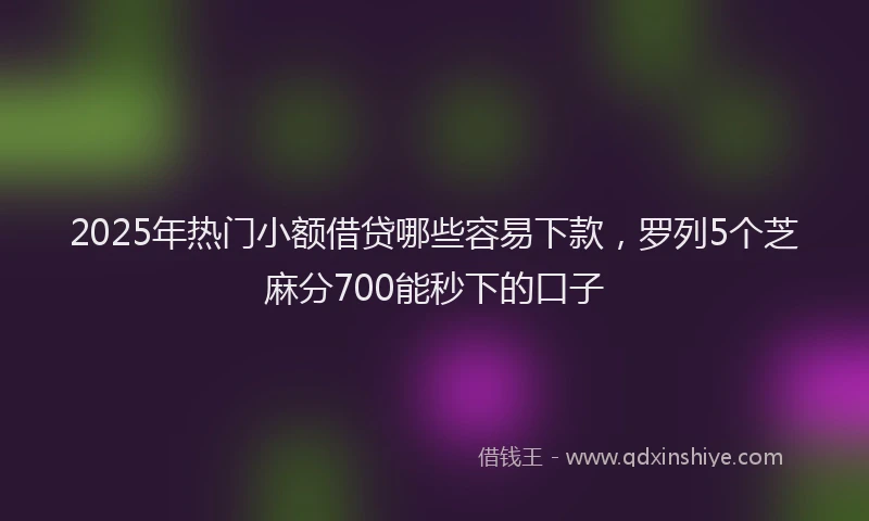 2025年热门小额借贷哪些容易下款，罗列5个芝麻分700能秒下的口子