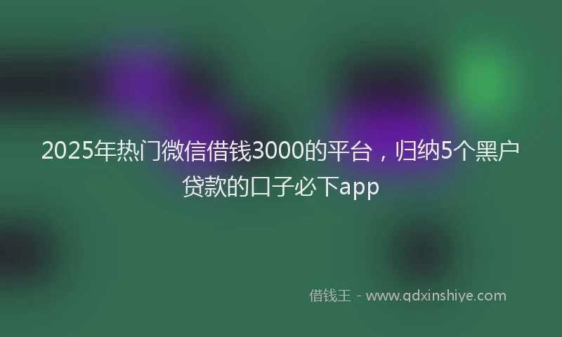 2025年热门微信借钱3000的平台，归纳5个黑户贷款的口子必下app