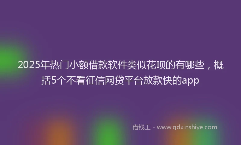 2025年热门小额借款软件类似花呗的有哪些，概括5个不看征信网贷平台放款快的app