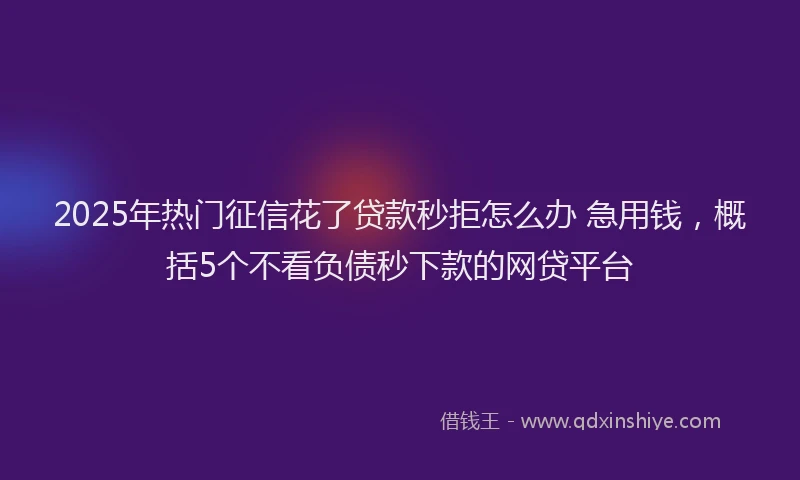 2025年热门征信花了贷款秒拒怎么办 急用钱，概括5个不看负债秒下款的网贷平台