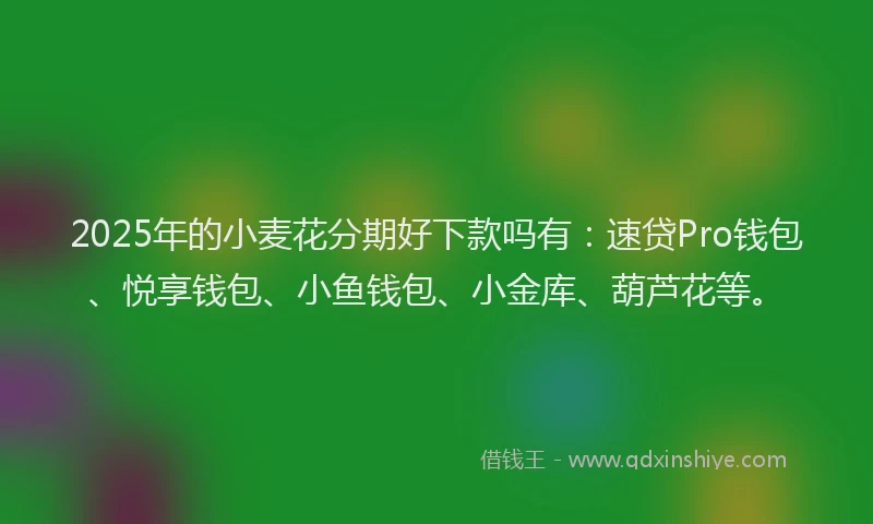 2025年的小麦花分期好下款吗有：速贷Pro钱包、悦享钱包、小鱼钱包、小金库、葫芦花等。