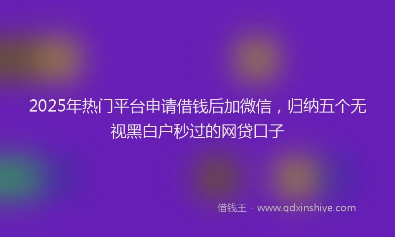 2025年热门平台申请借钱后加微信，归纳五个无视黑白户秒过的网贷口子
