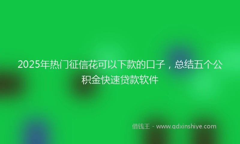 2025年热门征信花可以下款的口子，总结五个公积金快速贷款软件