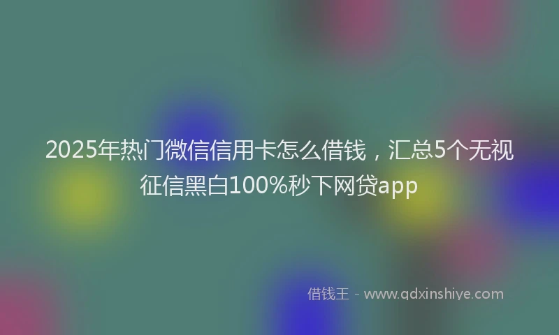 2025年热门微信信用卡怎么借钱，汇总5个无视征信黑白100%秒下网贷app