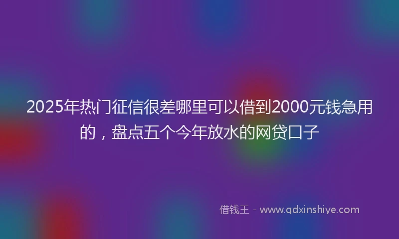 2025年热门征信很差哪里可以借到2000元钱急用的，盘点五个今年放水的网贷口子
