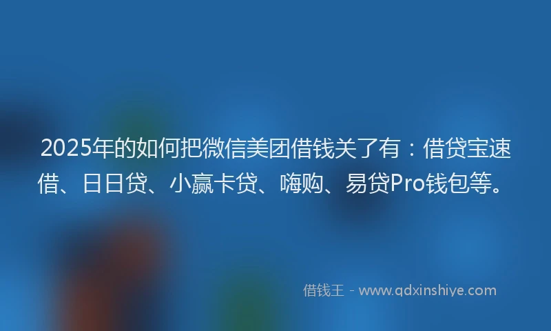 2025年的如何把微信美团借钱关了有：借贷宝速借、日日贷、小赢卡贷、嗨购、易贷Pro钱包等。