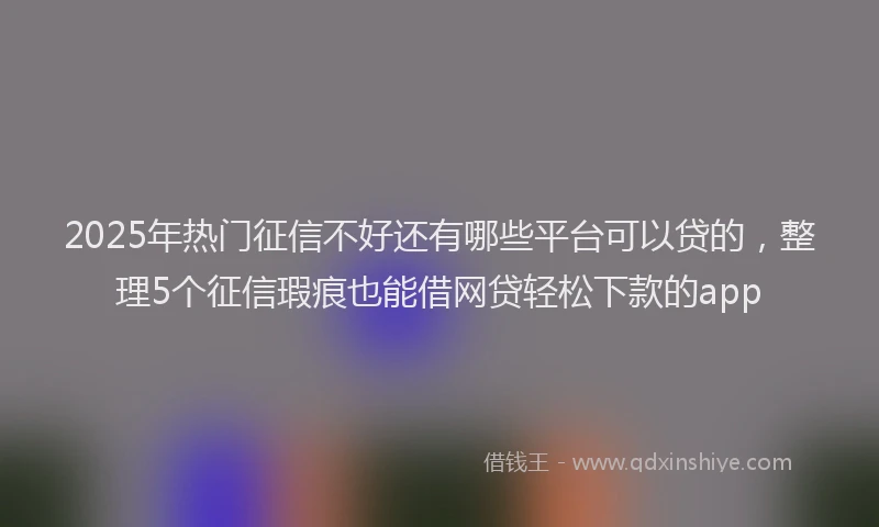 2025年热门征信不好还有哪些平台可以贷的，整理5个征信瑕疵也能借网贷轻松下款的app